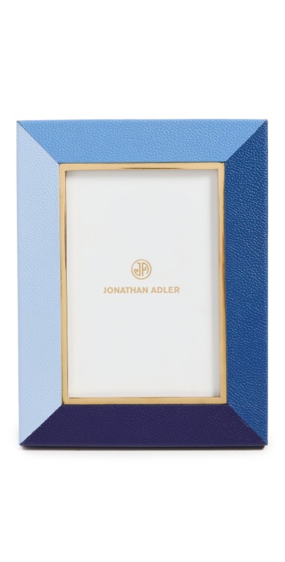 Jonathan Adler Perimeter Leather Frame 4x6 Blu