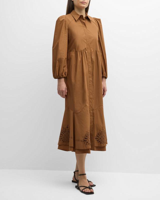 Poplin Power Embroidered Midi Shirtdress