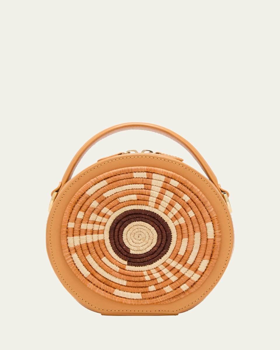 Rwenzori Round Leather & Straw Crossbody Bag