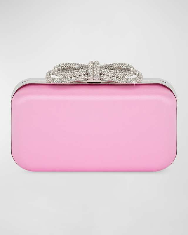 Embellished Bow Satin Clutch Bag