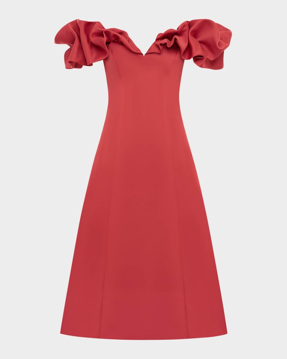 Annie Off-Shoulder Ruffle Midi Dress