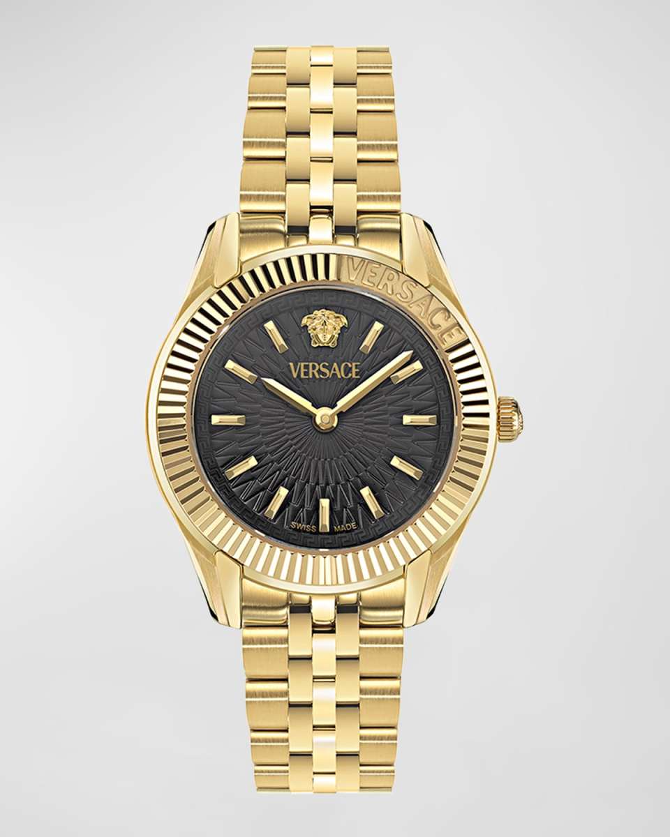 30mm Greca Time Watch with Bracelet Strap, Gold/Black