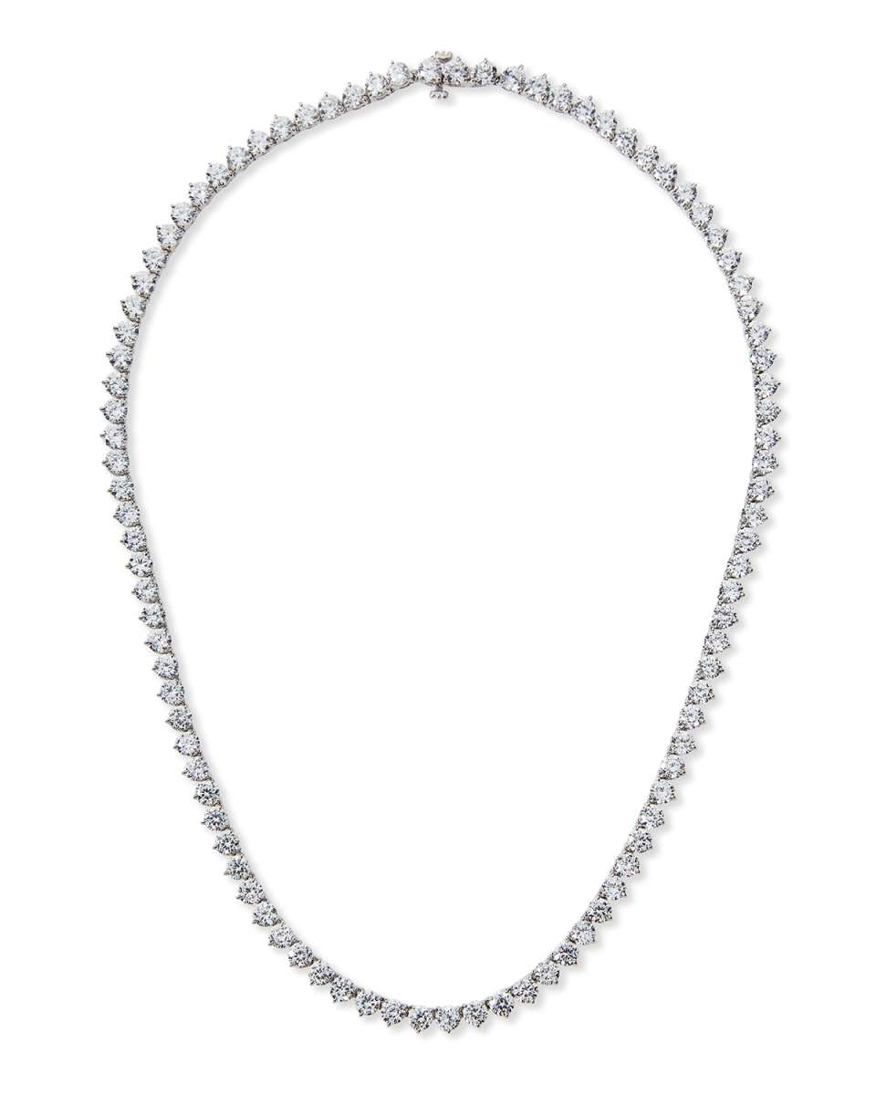 0.25 Carats Per Station Three-Prong CZ Tennis Necklace
