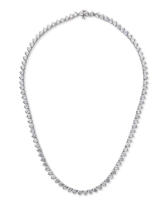 0.25 Carats Per Station Three-Prong CZ Tennis Necklace