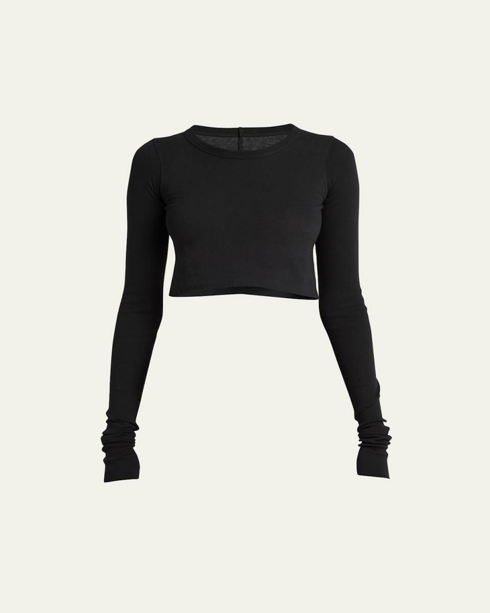 Long-Sleeve Fitted Crop Rib T-Shirt