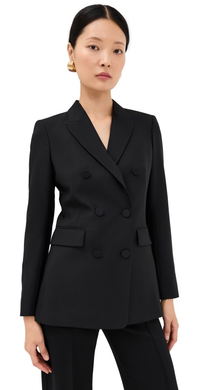 Another Tomorrow Double Breasted Jacket Black