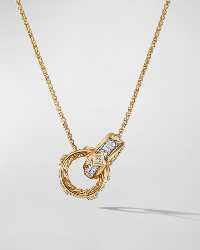 10mm Full Pave Mod Renaissance Pendant Necklace with Diamonds and Gold