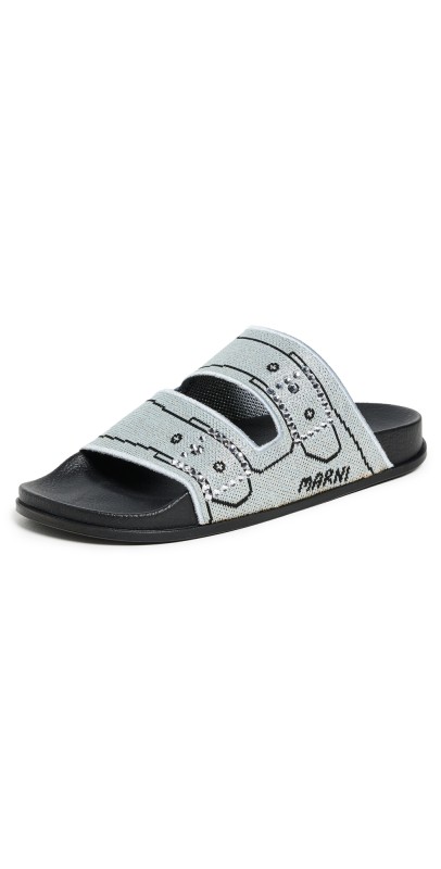 Marni Slide Sandals Mineral Ice