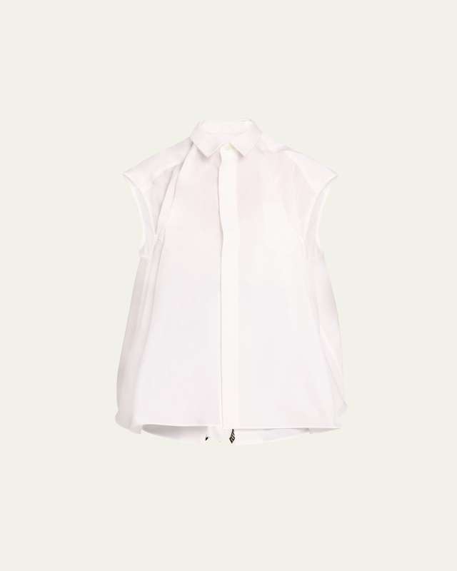 Layered Poplin Tank Button Down Shirt