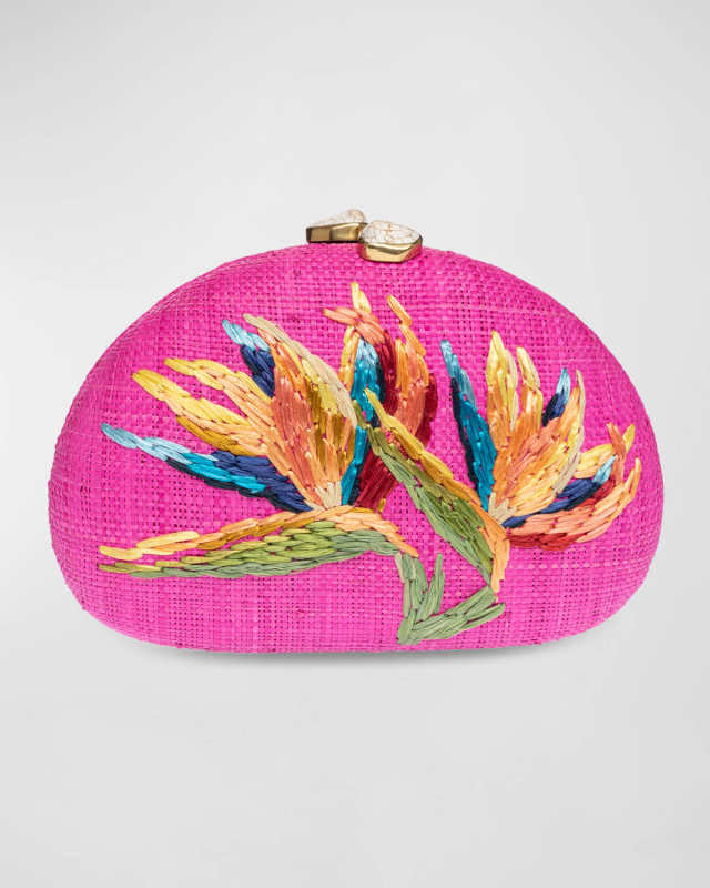 Berna Floral Straw Clutch Bag