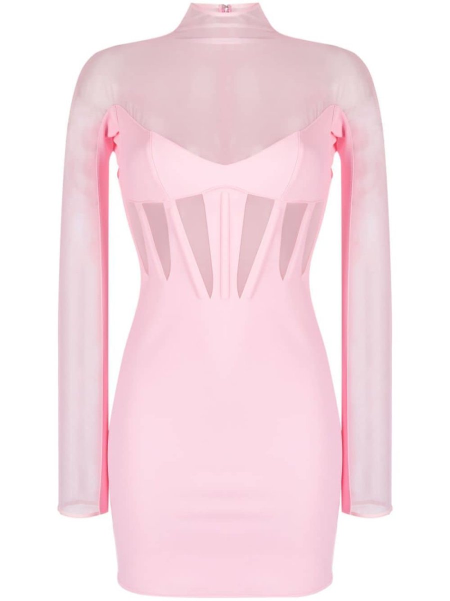 Corset Illusion sheer-panels minidress