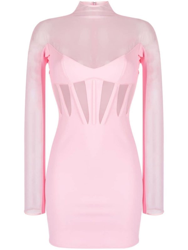 Corset Illusion sheer-panels minidress