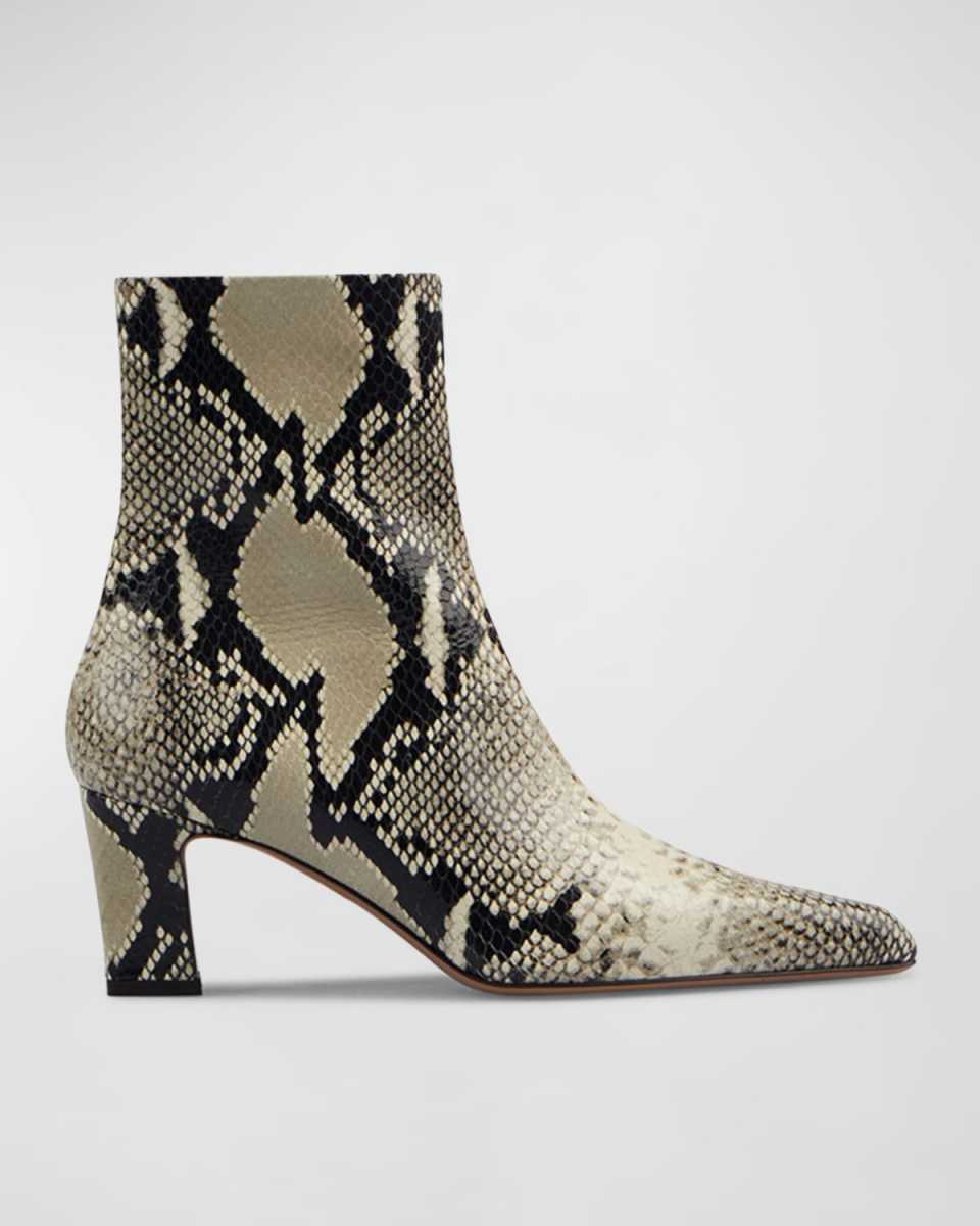 Jude Snake-Print Leather Ankle Boots