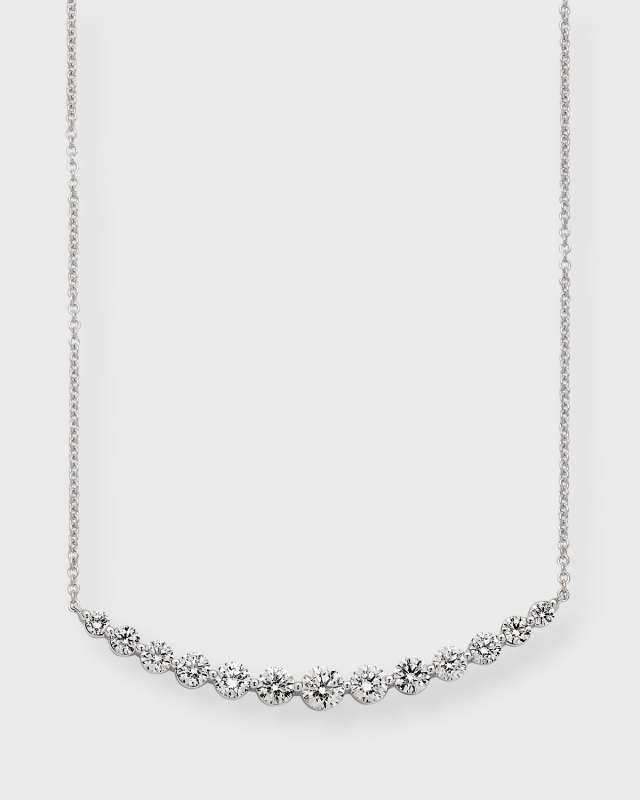 18k White Gold 13 Round Diamond Smiley Necklace, 18"L, 1.76tcw