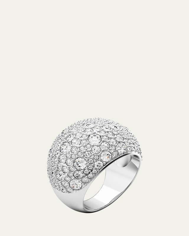 Luna Rhodium-Plated Crystal Pave Statement Ring