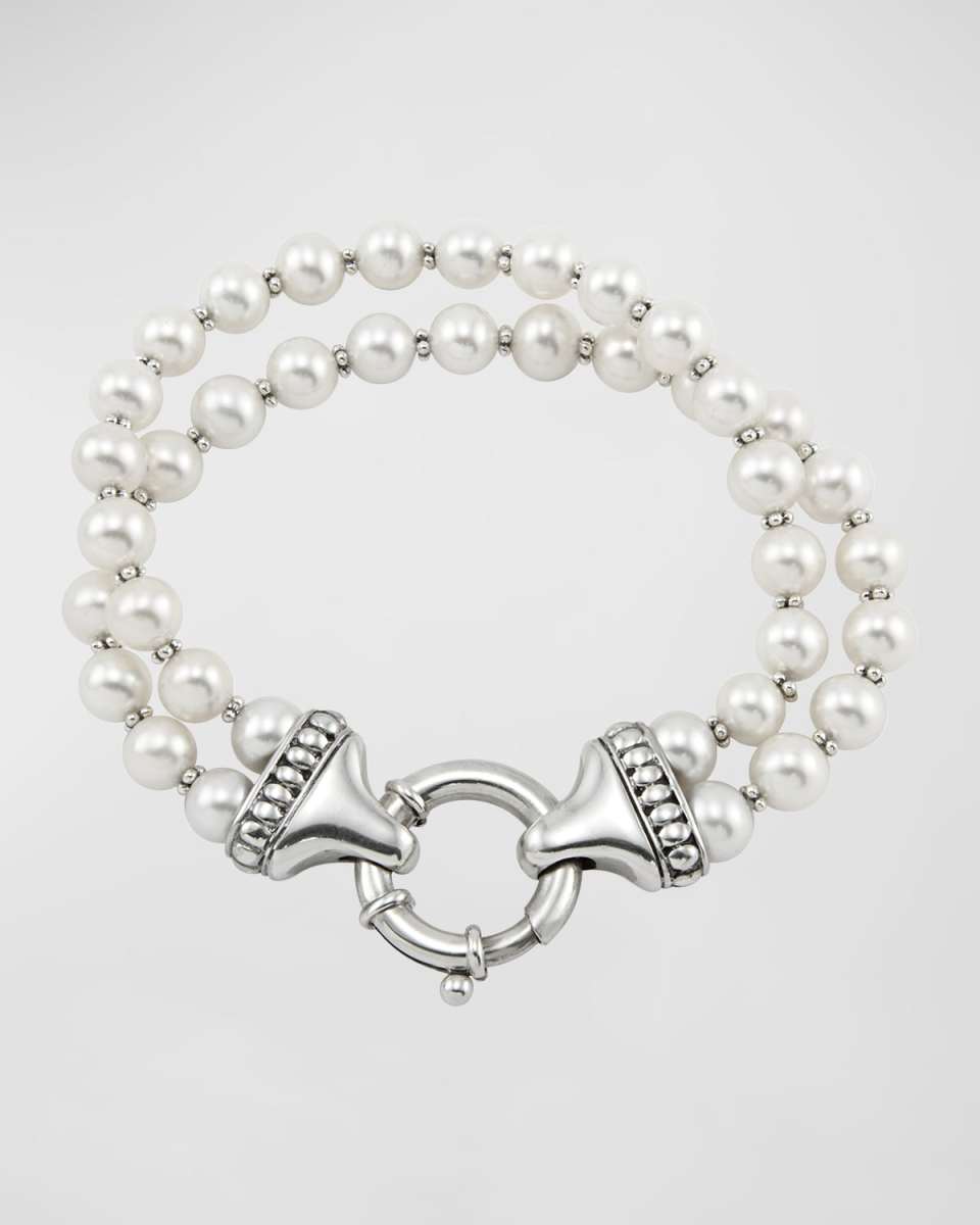 Luna Pearl Double-Strand Bracelet, 7mm, 7"