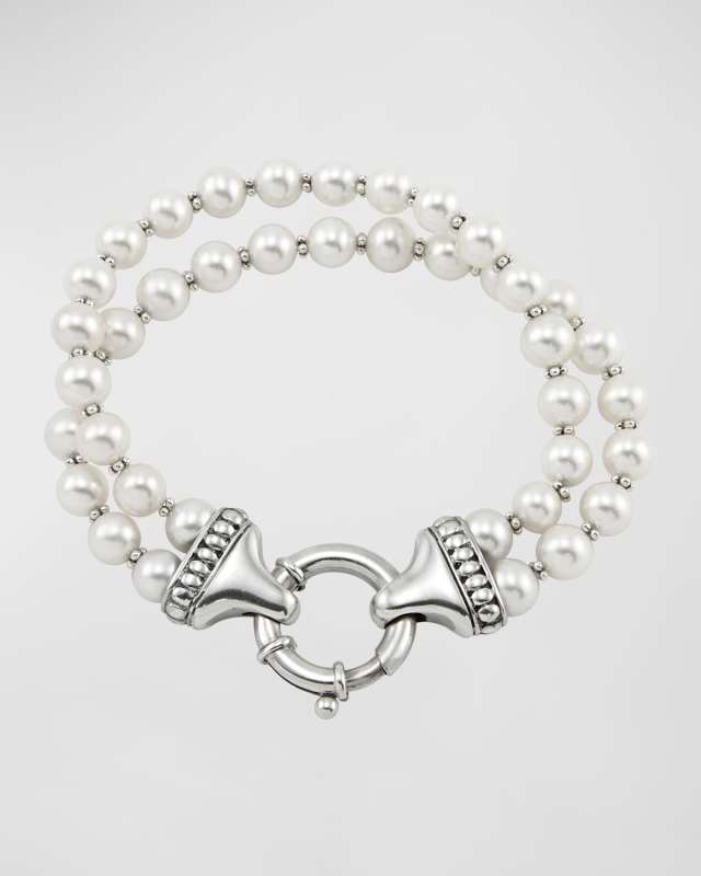 Luna Pearl Double-Strand Bracelet, 7mm, 7"