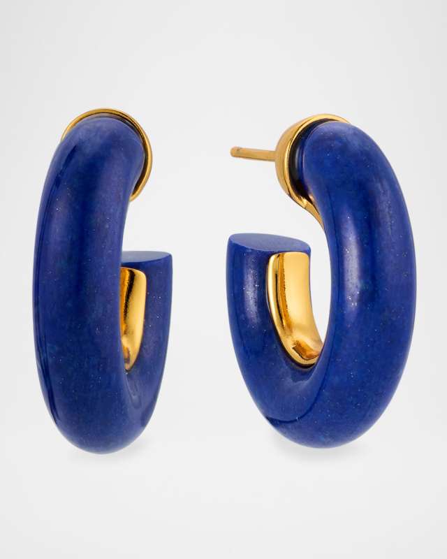 Lapis Gemstone Hoop Earrings