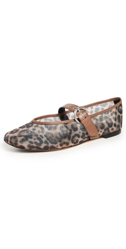 Reformation Bethany Ballet Flats Leopard Mesh