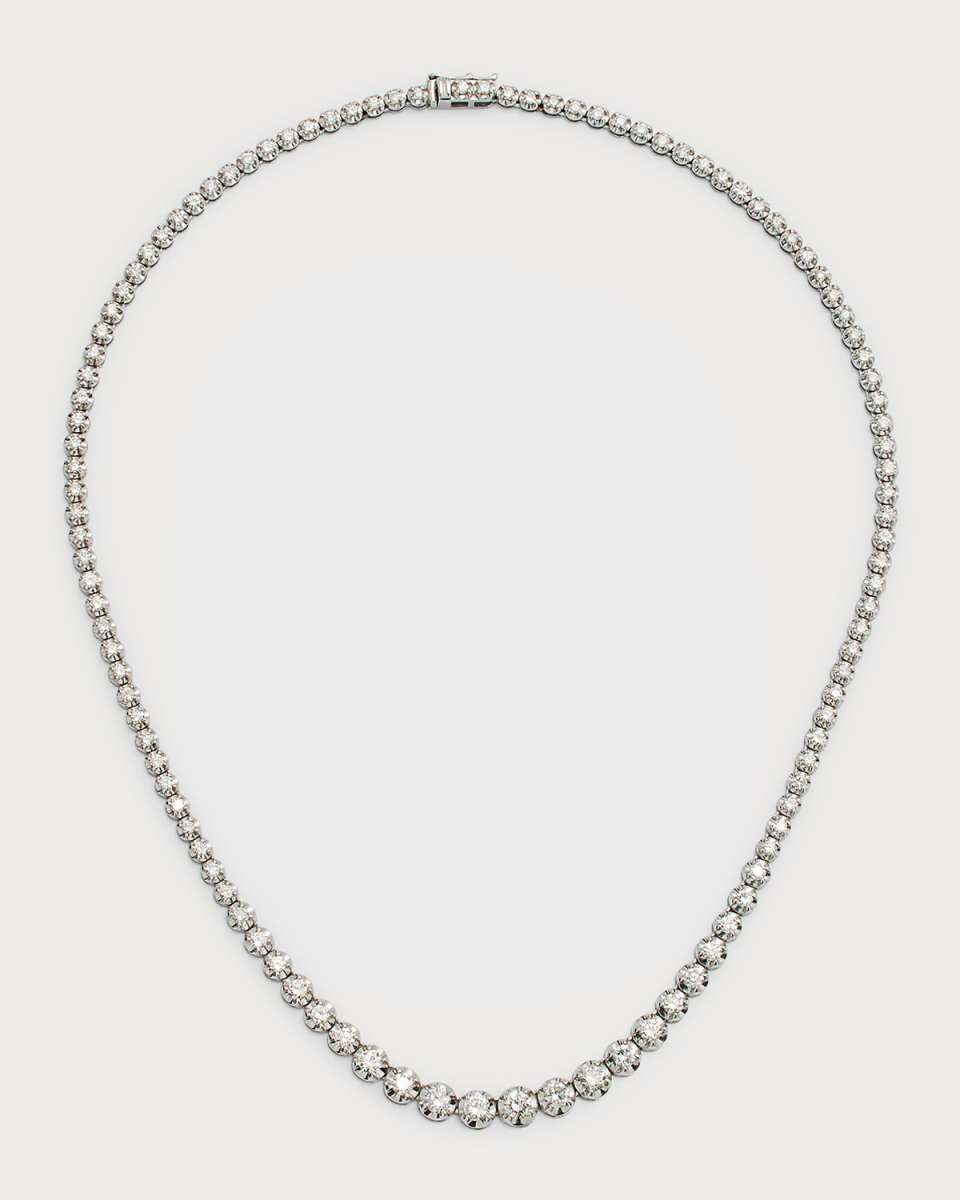 14K White Gold Graduated Diamond Tennis Necklace