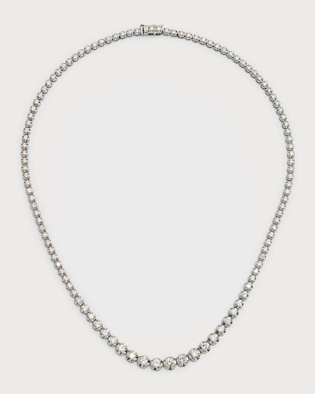 14K White Gold Graduated Diamond Tennis Necklace