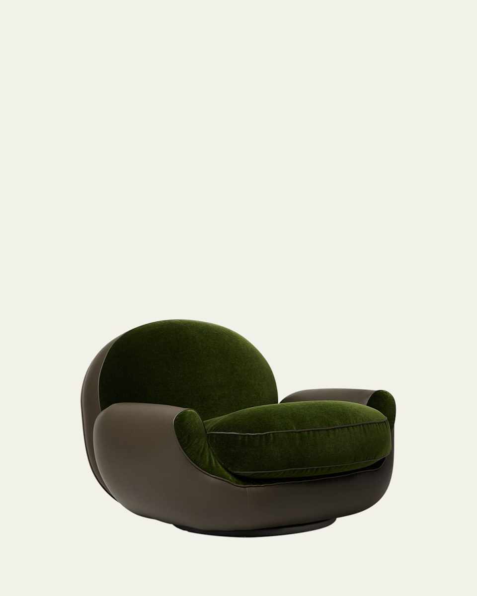 x Widell + Boschetti Laurent Velvet & Faux Leather Chair by Christina Boschetti