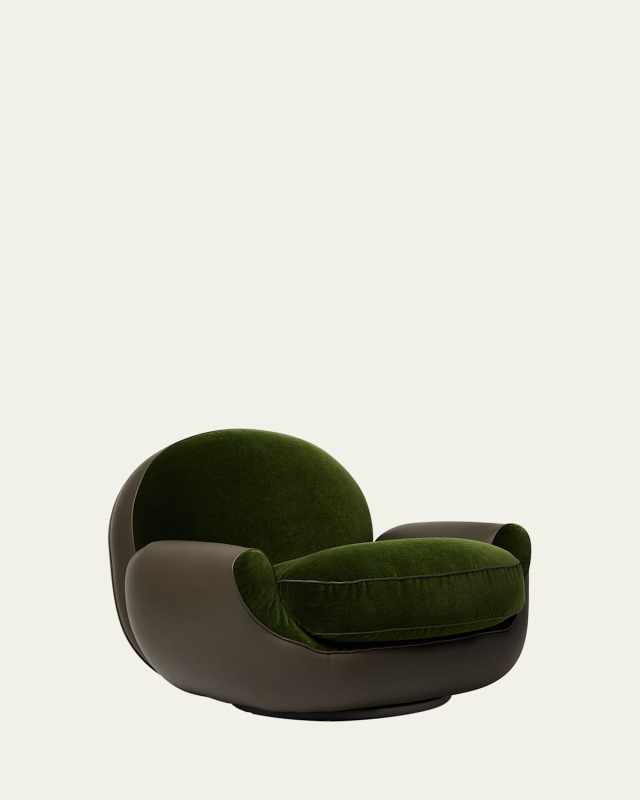 x Widell + Boschetti Laurent Velvet & Faux Leather Chair by Christina Boschetti