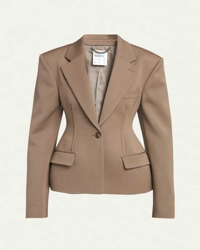 Scultped Peplum Wool Blazer