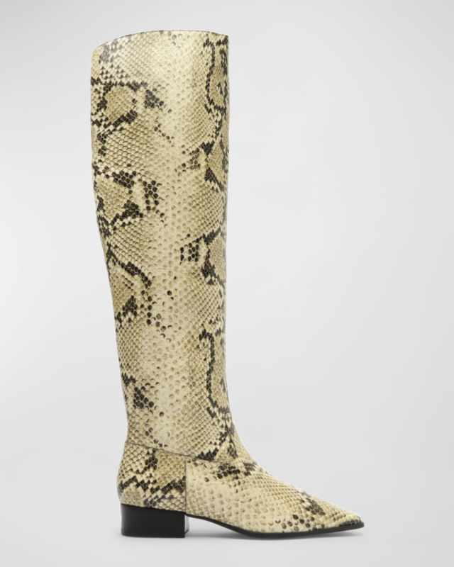 Helena Snake-Embossed Over-The-Knee Boots