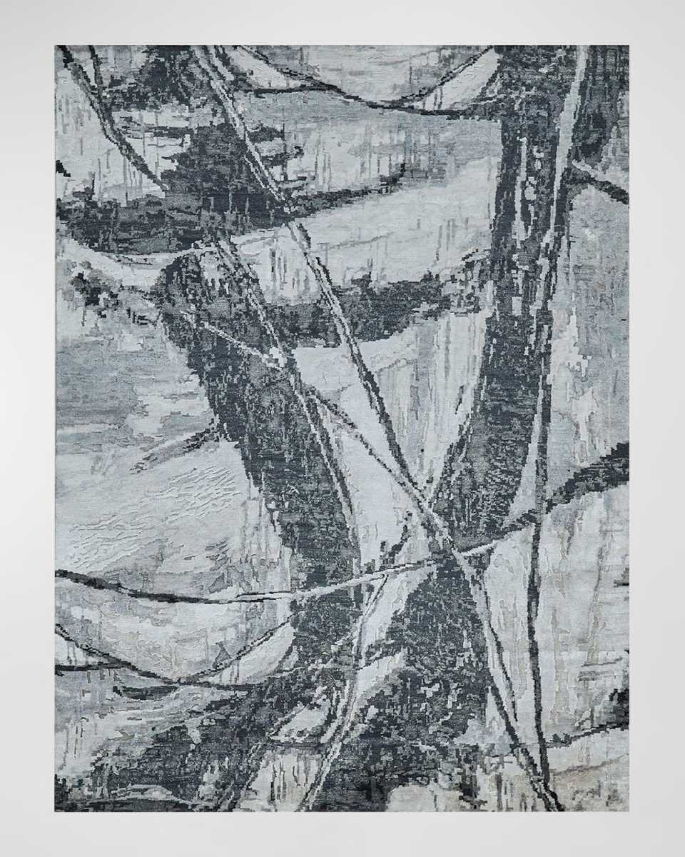Floor Art Hand-Knotted Dark Gray Rug, 8' x 10'