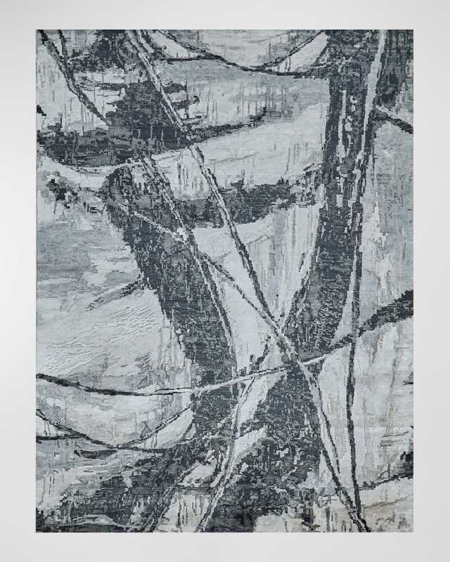 Floor Art Hand-Knotted Dark Gray Rug, 8' x 10'