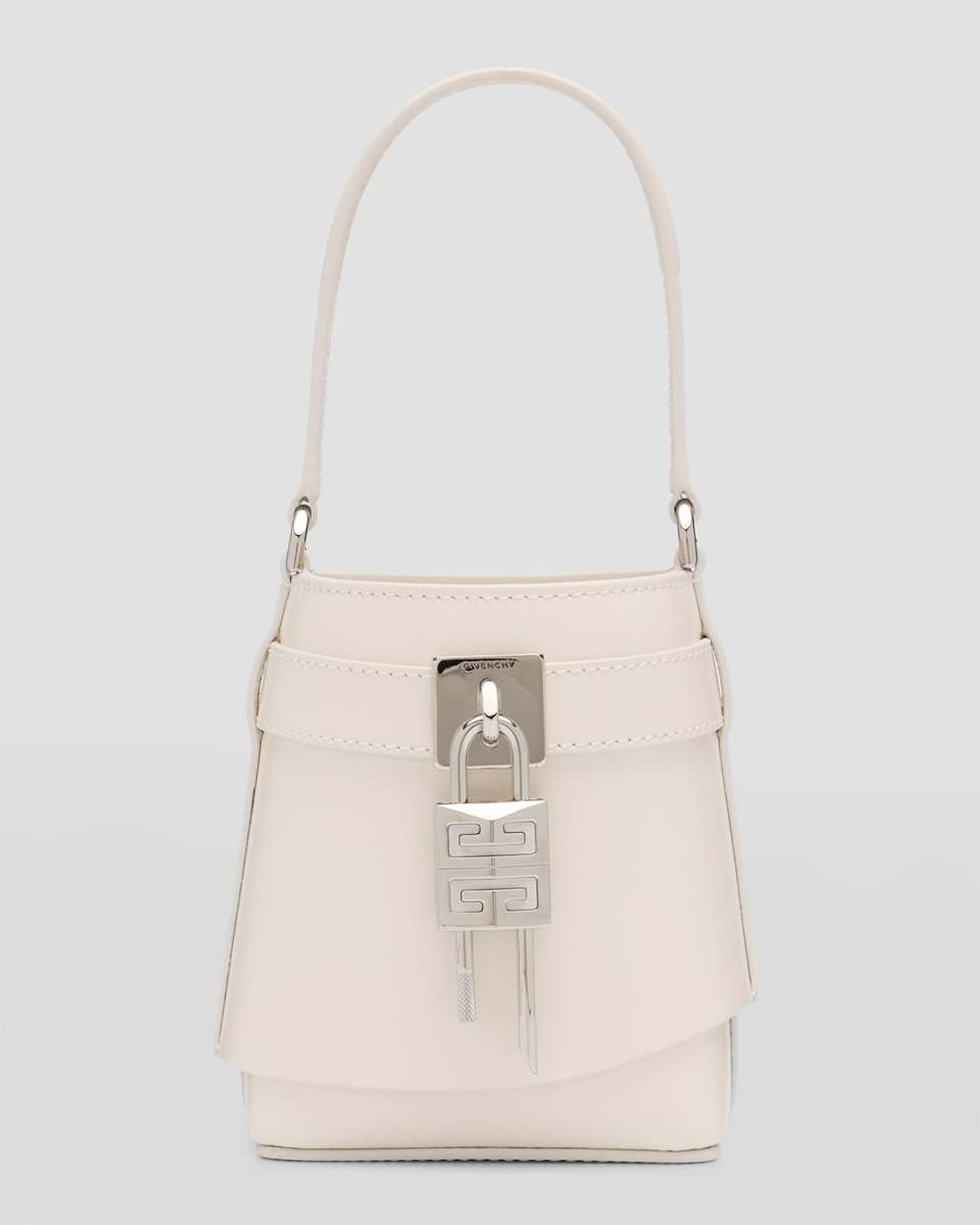Shark Lock Micro Bucket Bag in Box Leather