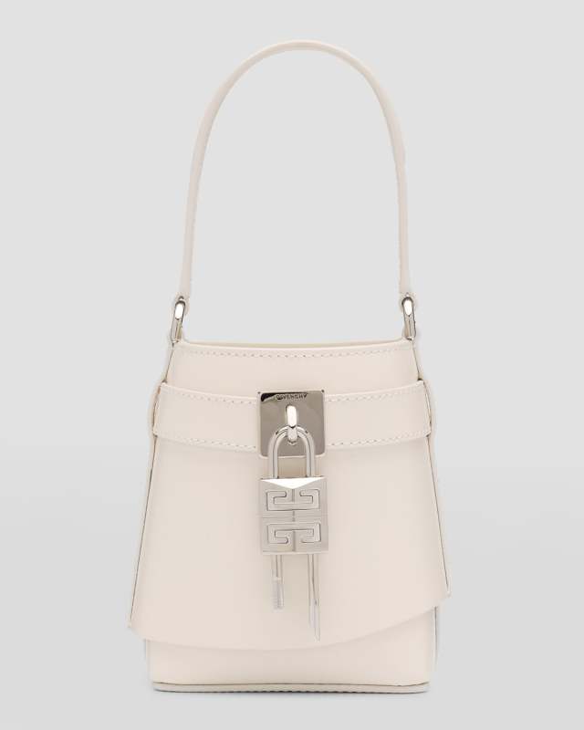 Shark Lock Micro Bucket Bag in Box Leather