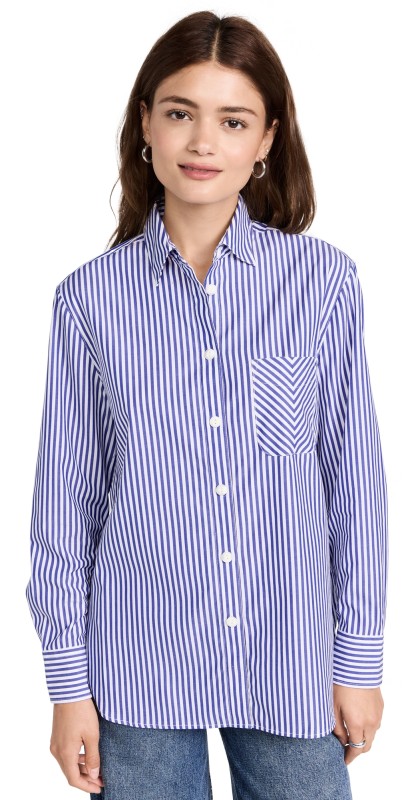 rag & bone ICON Maxine Button Down Shirt Blue Stripe