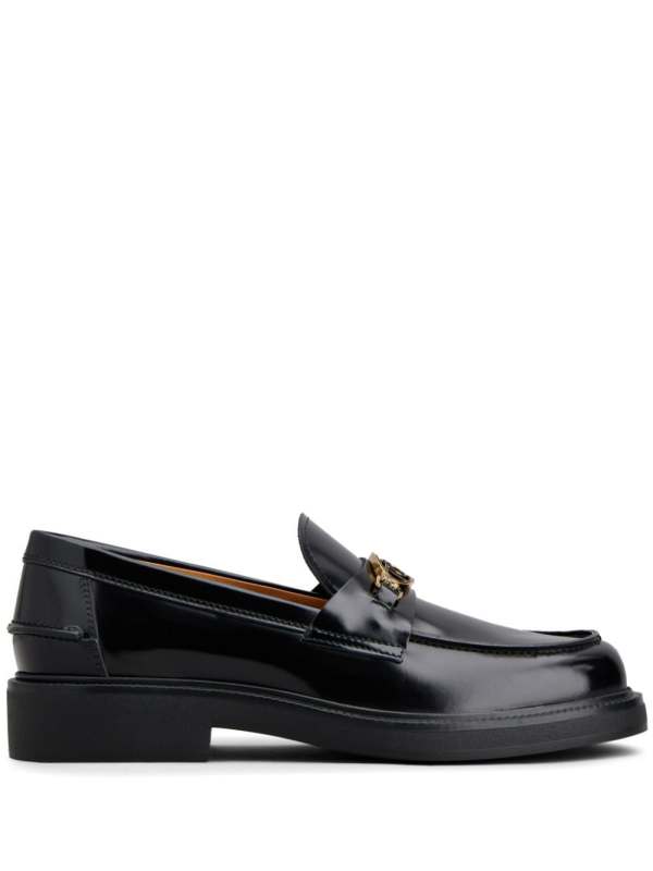 logo-plaque leather loafers