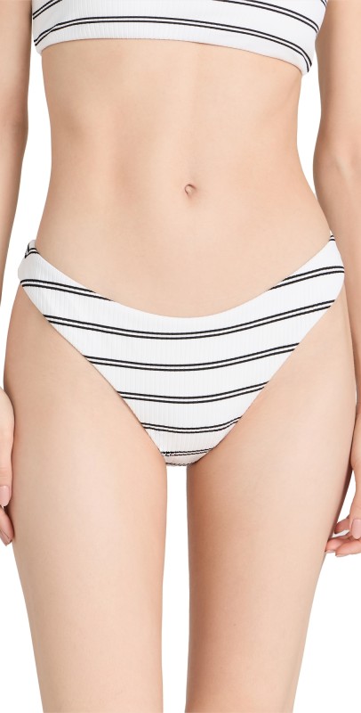 Madewell Carp Bikini Bottoms in Stripe Rib Double Stripe Lighthouse