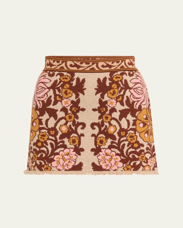 Lindy Jacquard Knit Wool-Blend Mini Skirt
