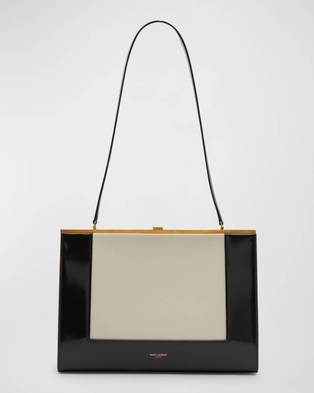 Le-Anne Marie Large Shoulder Bag in Bicolor Smooth Leather