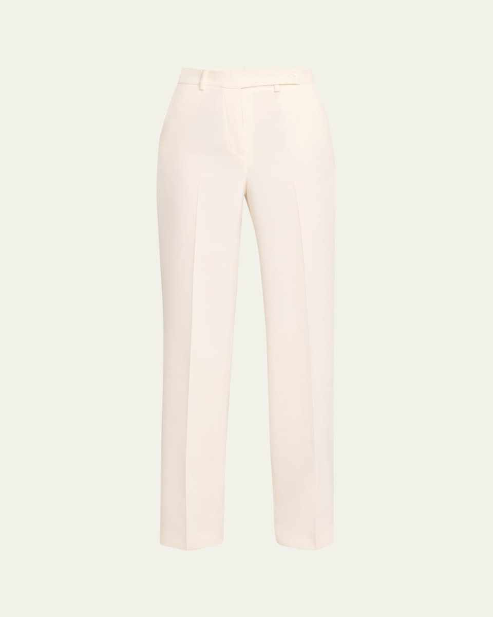 Straight Leg Wool Pants with Tab