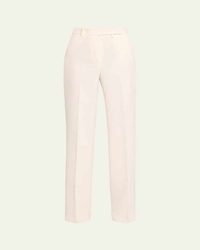 Straight Leg Wool Pants with Tab