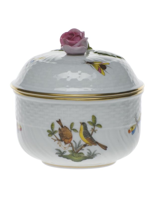 Rothschild Bird Covered Sugar Dish with Rose