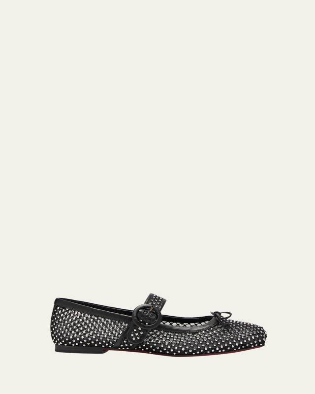 Mesh Net Mary Jane Red Sole Ballerina Flats