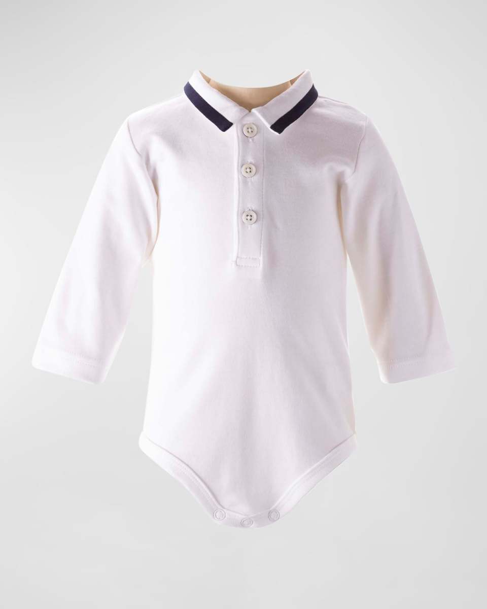 Boy's Long-Sleeve Cotton Bodysuit, Size 6M-