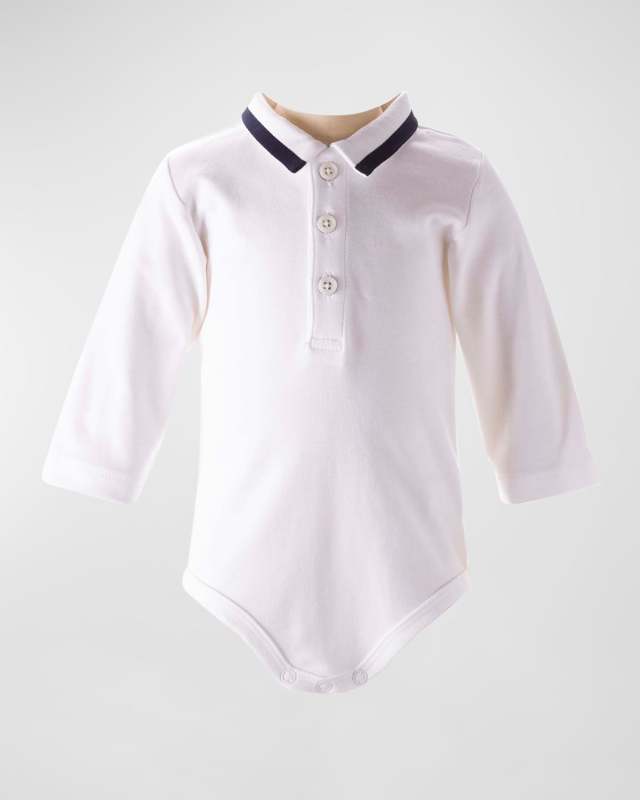 Boy's Long-Sleeve Cotton Bodysuit, Size 6M-