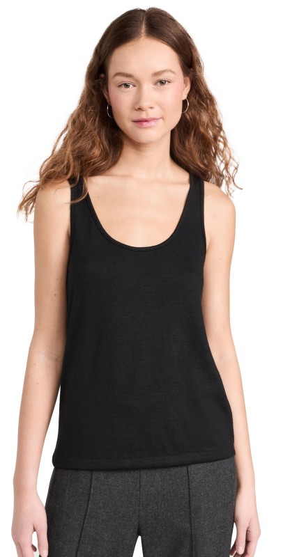 Vince Relaxed Scoop Neck Tank Black