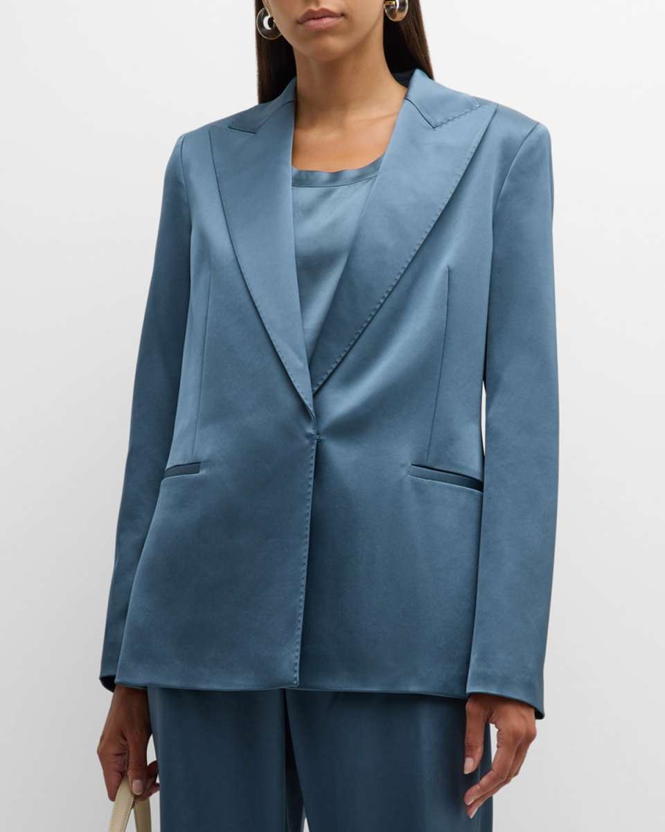 Peak-Lapel Pick Stitch Blazer