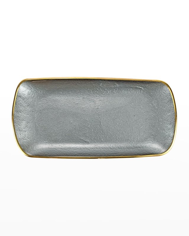 Metallic Glass Slate Rectangular Tray