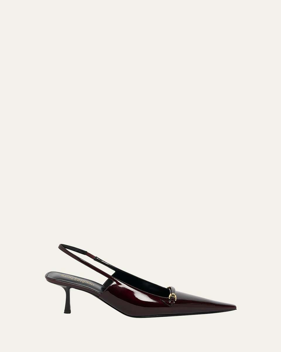 Hermione Leather Kitten Slingback Pumps