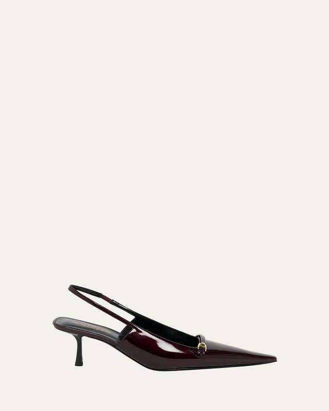 Hermione Leather Kitten Slingback Pumps