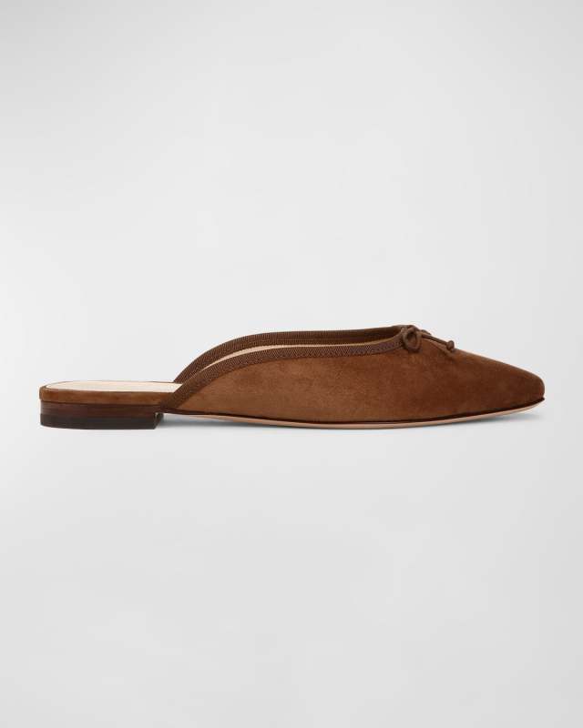 Catherine Suede Bow Ballerina Mules